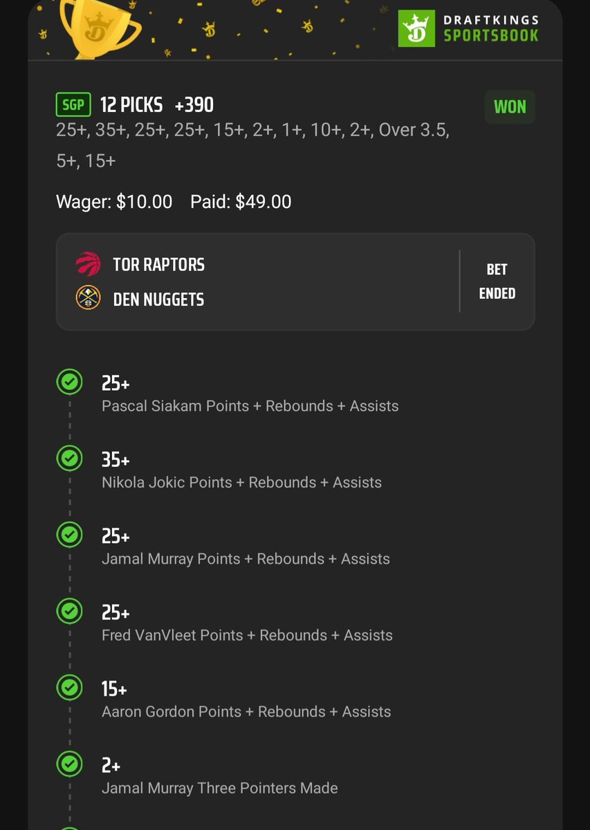 rdodsonsports's tweet photo. Got em. 12-legger #nba #sportsbettingtwitter https://t.co/PZkg1io39M
