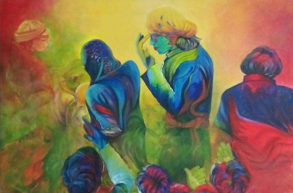 Mojarto's tweet photo. #Holi- celebrating the arrival of spring. Stay vibrant and positive. #Mojarto wishes you a #HappyHoli2023 

#BringHomeArt https://t.co/l0Wnnoy3lT