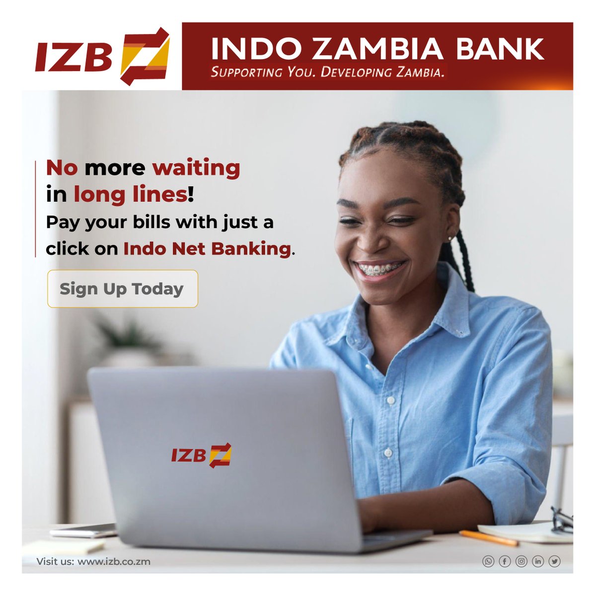 IndoZambiaBank's tweet photo. With our Indo Net Banking service, you can pay your bills without having to wait in long queues.
#IndoZambiaBank #IZB #MoneyMatters #LetsGrowTogether #IndoNetBanking #Simple #Fast #Convenient #EasyBanking #Savings #Transactions #Funds #Transfer #SupportingyouDevelopingZambia https://t.co/2eUHG8UywB