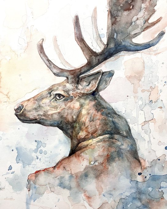 「deer watercolor (medium)」 illustration images(Latest)
