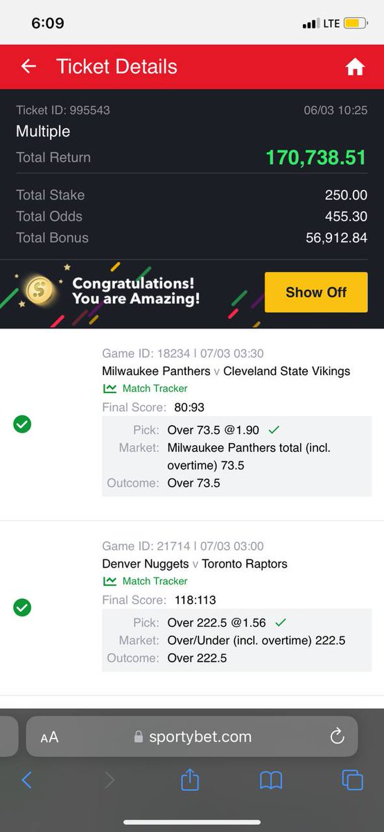 561odd won✅✅✅✅
320odd won✅✅✅✅
399odd won✅✅✅✅
455odd won✅✅✅✅

Main game cut, congratulations to those that flexed and edit, y'all should drop your winning ticket, we will soon get there.