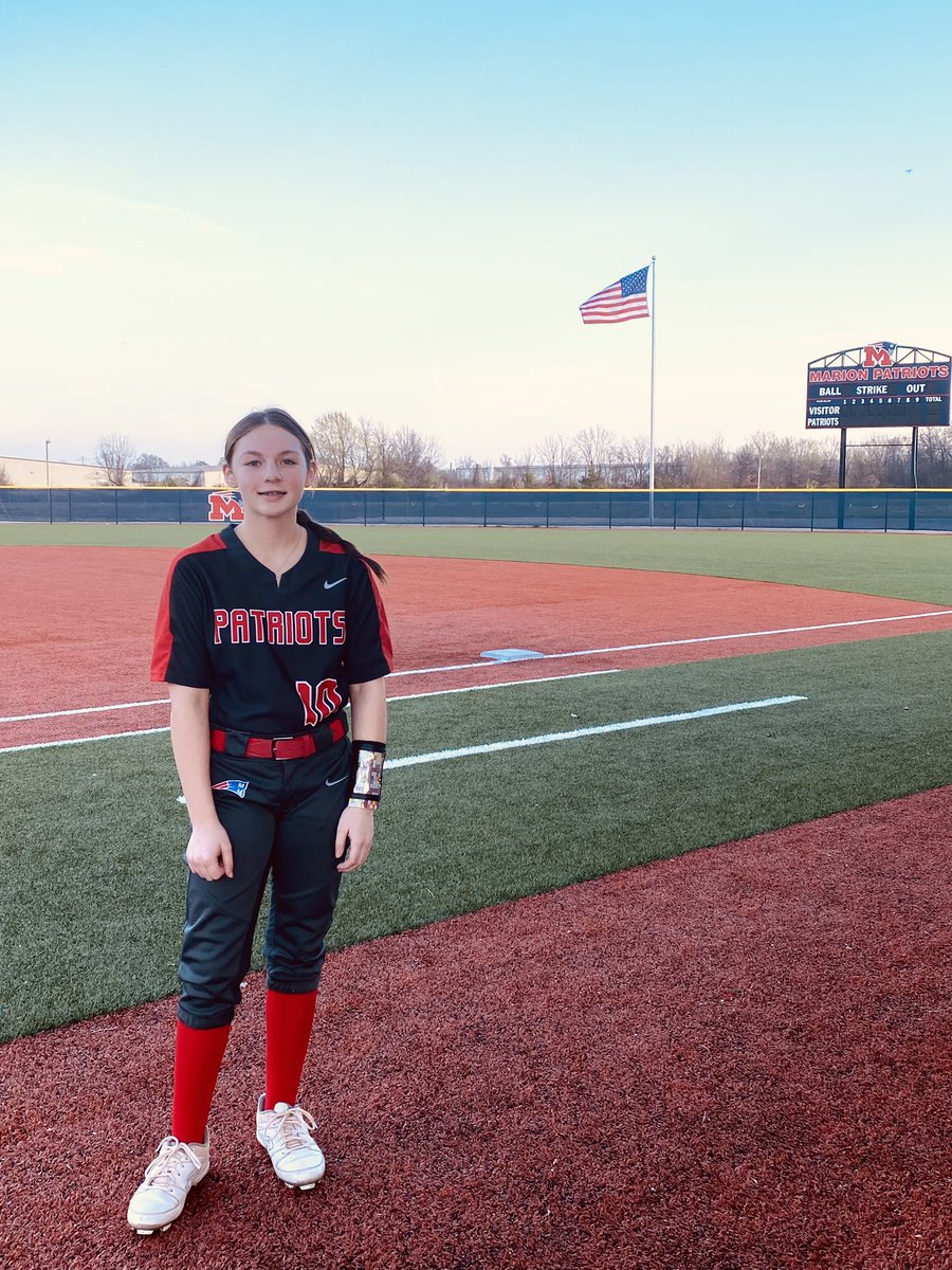 No one happier to wear these cleats and play 🥎❤️#10 7th grade🥎has started. She’s able to throw and field per dr💪 No hitting or pitching yet - we are grateful! #faithandgrit #matt17:20 #proudtobeapatriot @PatsSoftball870