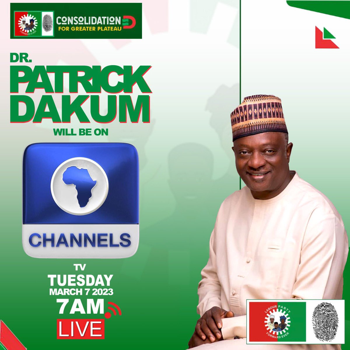 pwajok_jane's tweet photo. Dr. Patrick Dakum will be live on @channelstv at 7am and KT FM 103.9 at 10am today. 

We are looking forward to a great discussion. Please tune in ! 📺📻 

 #DakumPwajok2023 
#Dakumiscoming 
#KTFM1039 #channelstv #labourparty https://t.co/r4IoL7BXmN