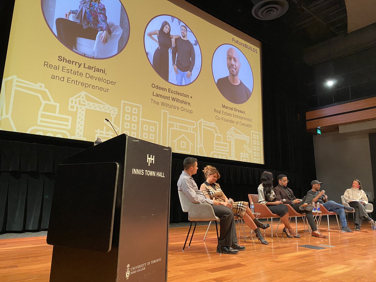 First row at #FutureBuilds fire side chat with BIPOC #realestate entrepreneurs and developers. Sharing  great insights, tips and wins in development. <a href="/UofTCities/">School of Cities</a> 
#torontorealestate