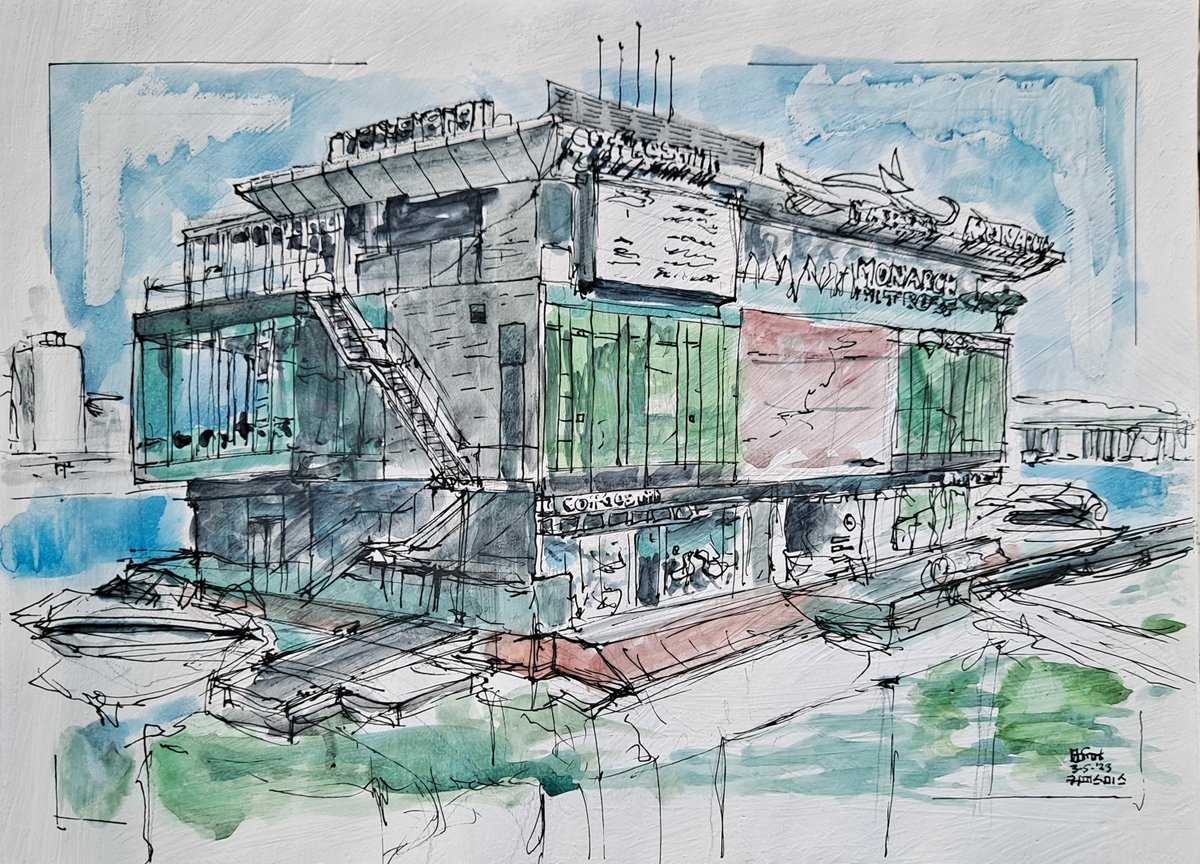 bofrank's tweet photo. Sketching a floating café on the Han River in Seoul.
#usk #urbansketcher #urbansketch #urbansketching #sketch #watercolor #croquis #drawing #art #coffeesmith https://t.co/gkBERayNUC