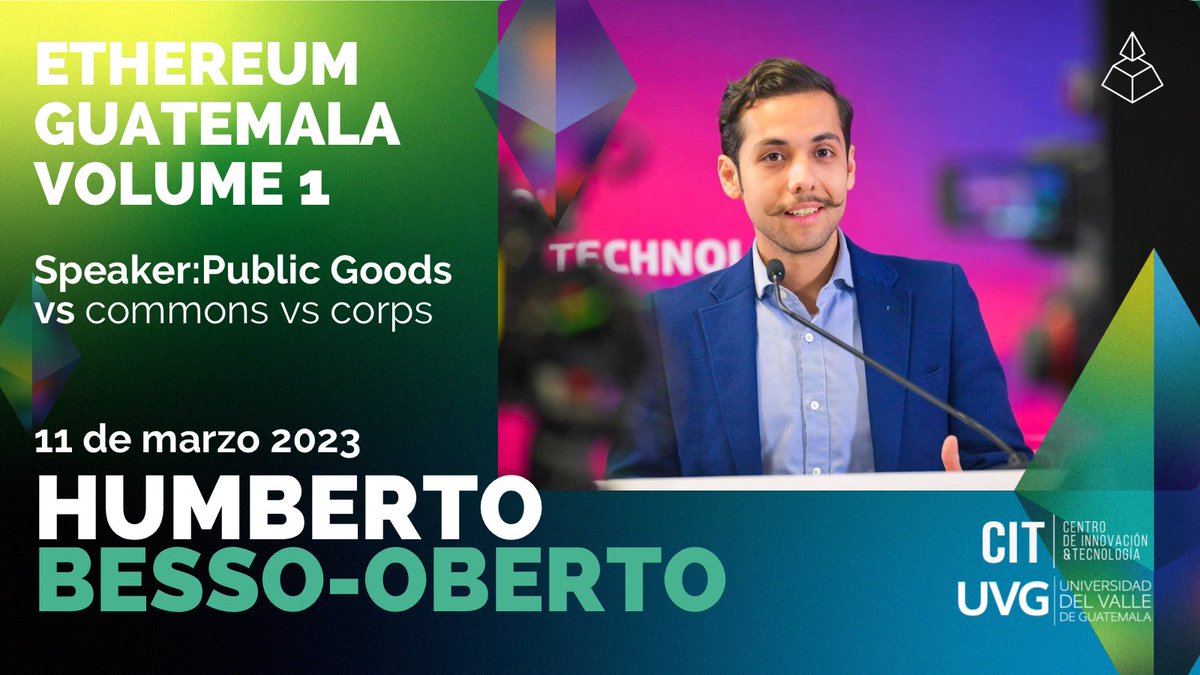¿Saben qué son los Public Goods? Tenemos esta charla de la mano de @HumbertoBesso que nos abrirá la mente a todos. 🤩