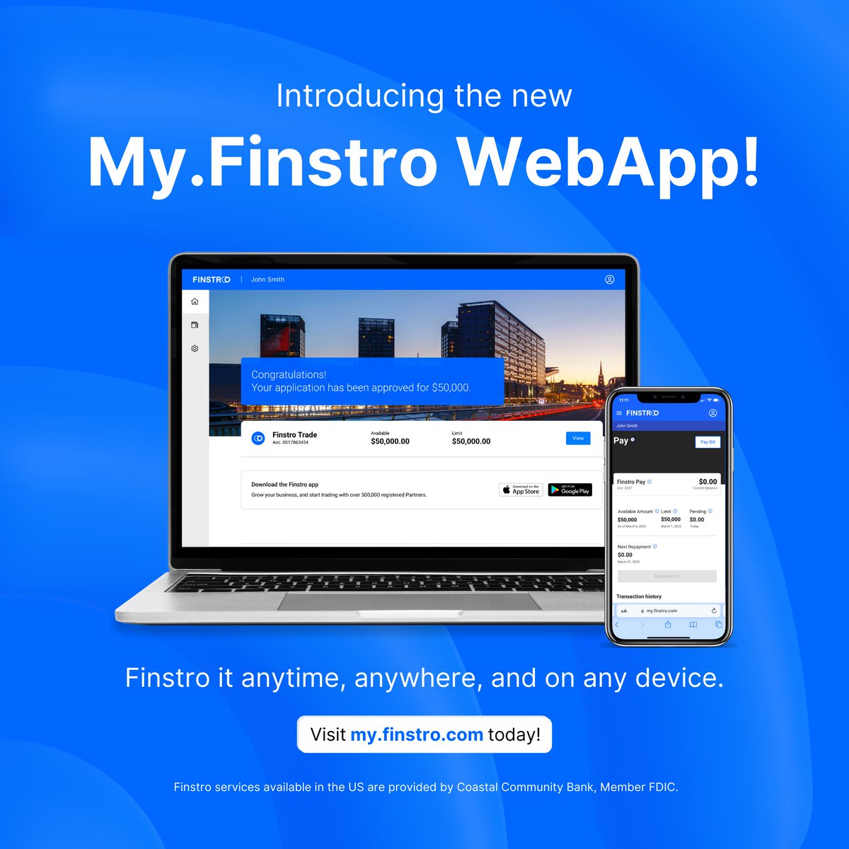 FinstroGlobal's tweet photo. Introducing the new My.Finstro WebApp! 

Now you can access your Finstro Account anytime, anywhere, and on any device. Visit https://t.co/F6YUE8EFDt to get started. 

Don't have a Finstro Account yet? It just takes 2-5 minutes to have one via the #MyFinstro WebApp. Sign up now! https://t.co/tQlSOEfnrN