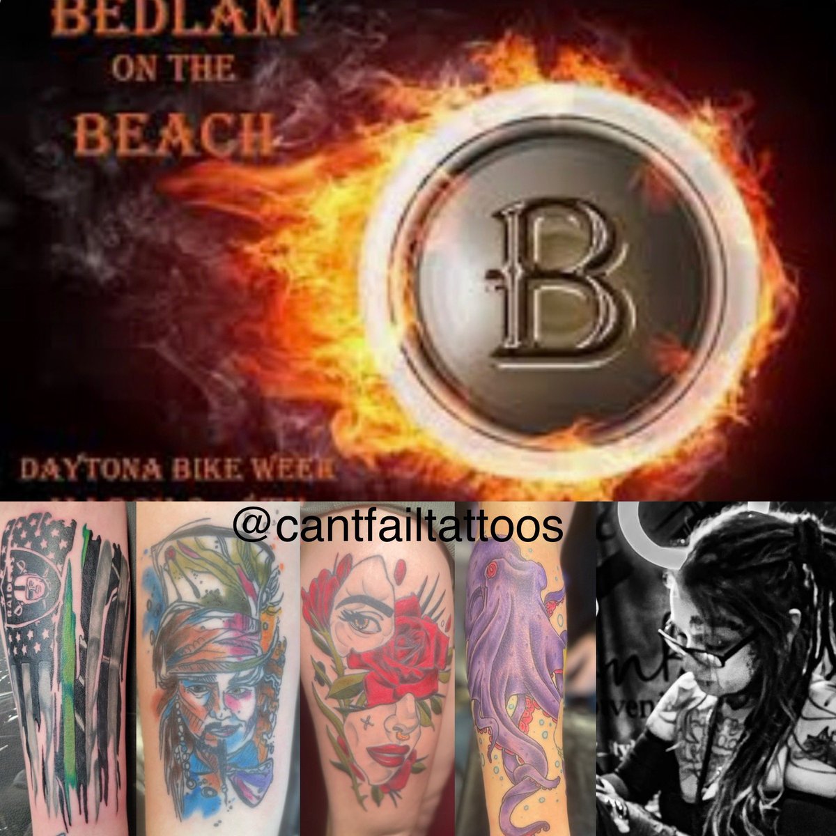 TattoosbyN's tweet photo. Down here in #DaytonaBeach for #Bedlamonthebeach for #BikeWeek2023 with #TigerArmyProTattooTeam Got two more days after today so come see us on the team and get your next favorite tattoo 😎 https://t.co/gpdxRg6dwa