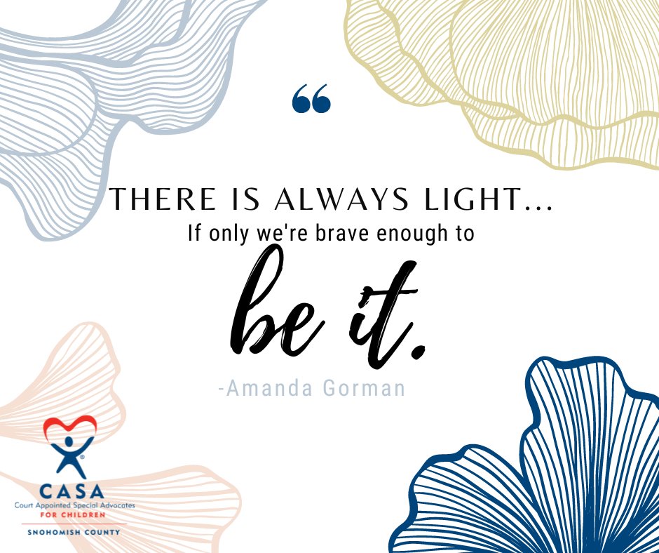 SnohomishCASA's tweet photo. Our volunteers become the source of hope for the children in foster care throughout Snohomish County. Through brave and fierce advocacy, our CASA volunteers serve as a light guiding children to their safe and permanent home.
To volunteer with us, visit https://t.co/BtBt4b6HNE https://t.co/sRwOawGVEI