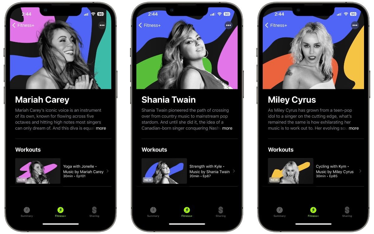 MileyEdition's tweet photo. Apple Fitness+ users can now participate in trainer-led workouts featuring music from Miley Cyrus, Mariah Carey, and Shania Twain.

— The artists will be part of the Artist Spotlight series in the Fitness+ app that dedicates workouts to artists and their music. https://t.co/kXG9BxJlG8