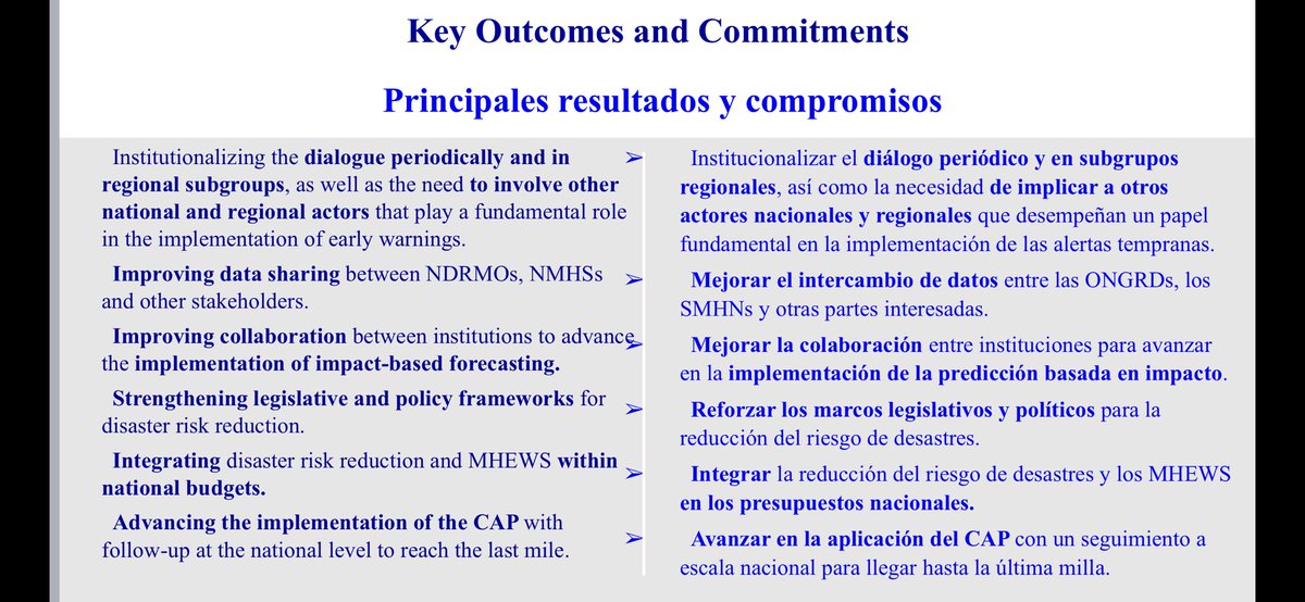 Among others, NMHSs & NDRMOs, understand & agree on the need to involve other actors that play an important role in the implementation of #MHEWS: geological observatories, epidemiological centers, academia, private sector & civil society org. #BreakingSilos #SystemicRisk #EW4ALL