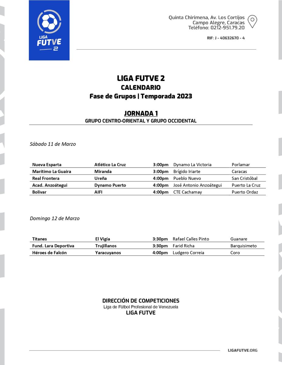 cdruiz1996's tweet image. #CONFIRMADA JORNADA 1

⚔️ Academia Anzoategui FC - Dynamo Puerto FC.
🕦4:00PM
🇻🇪Liga Futve 2