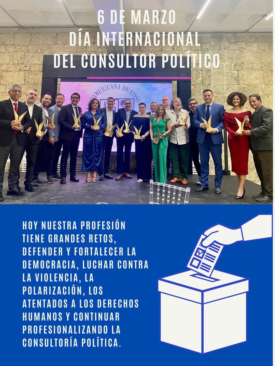 Recordando en este día todos los esfuerzo y retos que sobre llevamos 💪🏻 
Felicidades a todos nuestros socios, amigos y colegas en nuestro día 🙌

#CosasDeConsultoresPolíticos 
#DiaInternacionalDelConsultorPolítico
#6DeMarzo
#Alacop