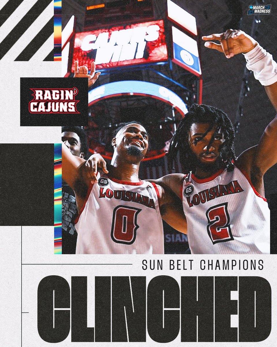 LOUISIANA IS GOING TO THE DANCE 🕺

The Ragin' Cajuns win the Sun Belt Championship and clinch their first NCAA Tournament appearance since 2014! #MarchMadness