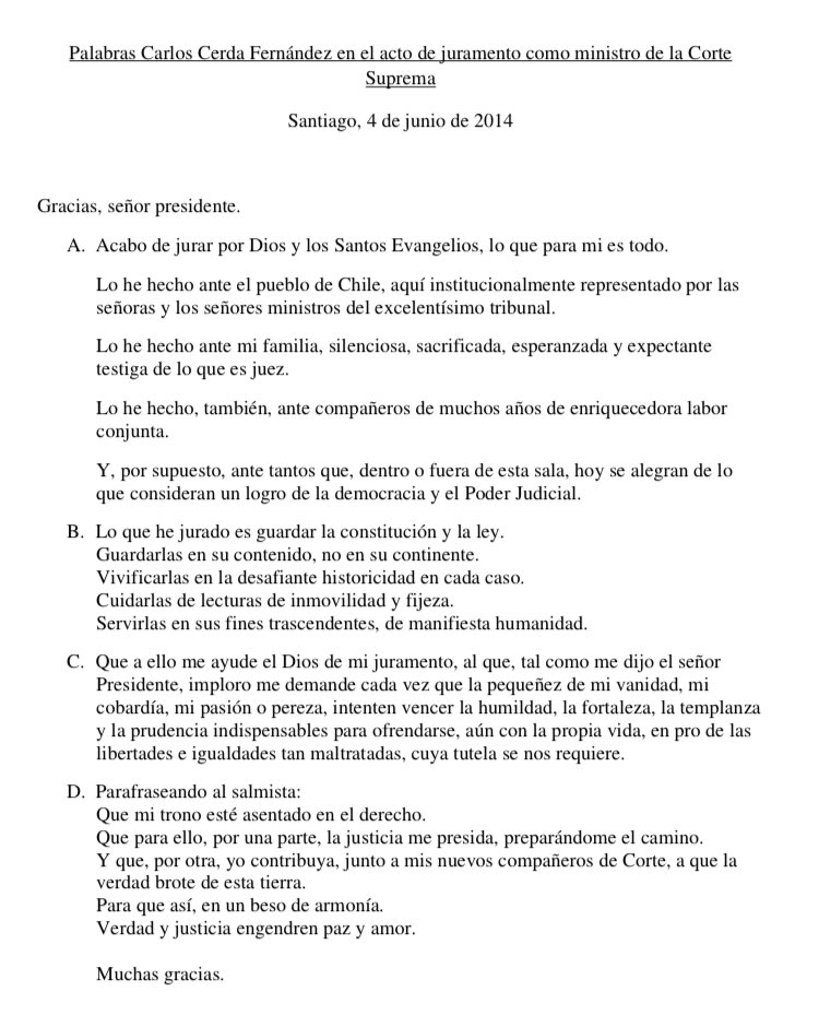 jgalemparte's tweet photo. El discurso de @veronicaundurra me recordó que la profundidad está en la sutileza de la palabra simple. 
Con ello, me acordé del discurso de Carlos Cerda asumiendo como Ministro de la Corte Suprema y que siempre guardo entre mis papeles en mi escritorio. Lo comparto: https://t.co/kNeS5DpQ9c