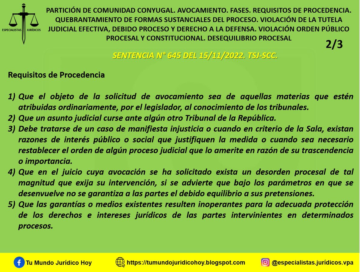 Furiamax's tweet photo. Sentencia N° 645 del 15/11/2022. TSJ-SCC. Partición de Comunidad Conyugal. Avocamiento. Fases. Requisitos de Procedencia. Quebrantamiento de Formas Sustanciales del Proceso. Violación de La Tutela Judicial Efectiva, Debido Proceso y Derecho a La Defensa. https://t.co/inmfNcX9ry