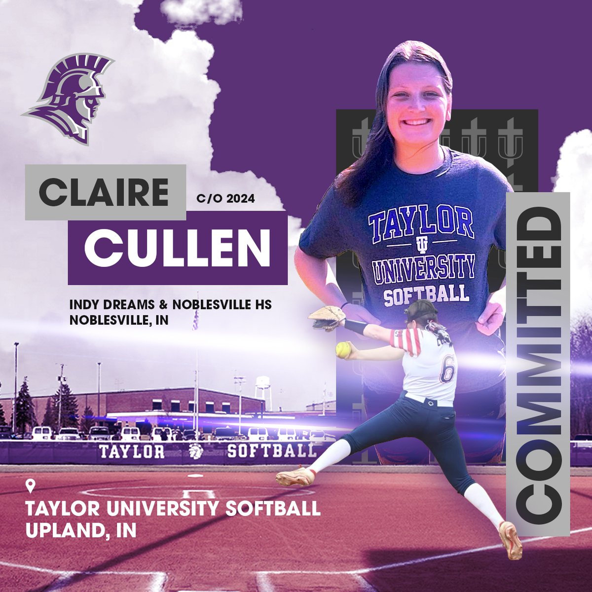 RaymerStrength's tweet photo. 👑 𝐂𝐎𝐌𝐌𝐈𝐓𝐓𝐄𝐃 👑

Claire Cullen (@ccullen06) has committed to further her athletic and academic careers at Taylor University in Upland, Indiana!

🥎: @IndyDreamsBack @MillerSoftball 
🔜: @TU_Softball
 
#GoTrojans 💜🤍 https://t.co/E45UBGsVES