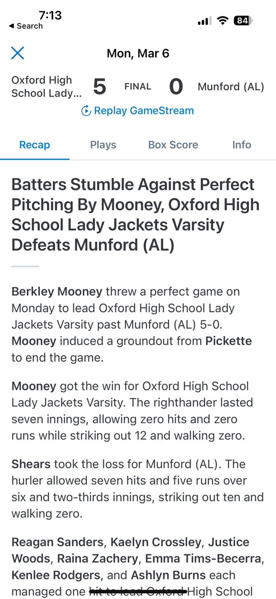 PERFECT GAME!!!  <a href="/TopGunHays/">Top Gun Hays</a>