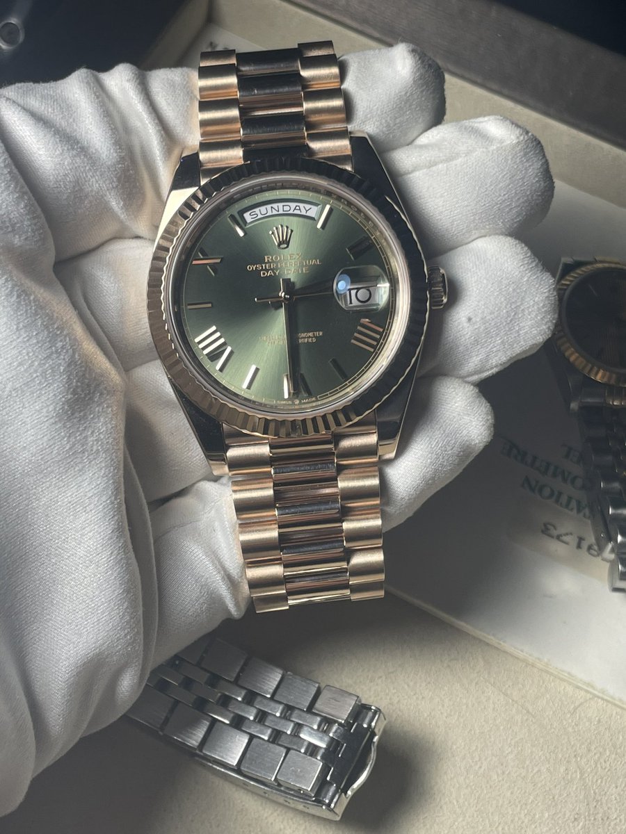 Rolex Day Date 40mm Olive 🫒 2020 box and papers $50,000 Wire / Crypto accepted Random RT $500 once Sold