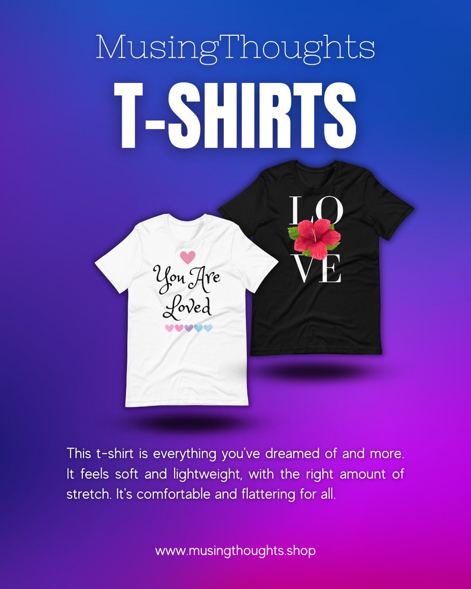 Make a statement with our unique t-shirt designs. Shop now and stand out from the crowd.

Order Here: musingthoughts.shop/collections/t-…

#tshirts #tshirtdesign #tshirtshop #tshirtstyle #tshirtbusiness #cooltshirts #womenstshirts #menstshirts