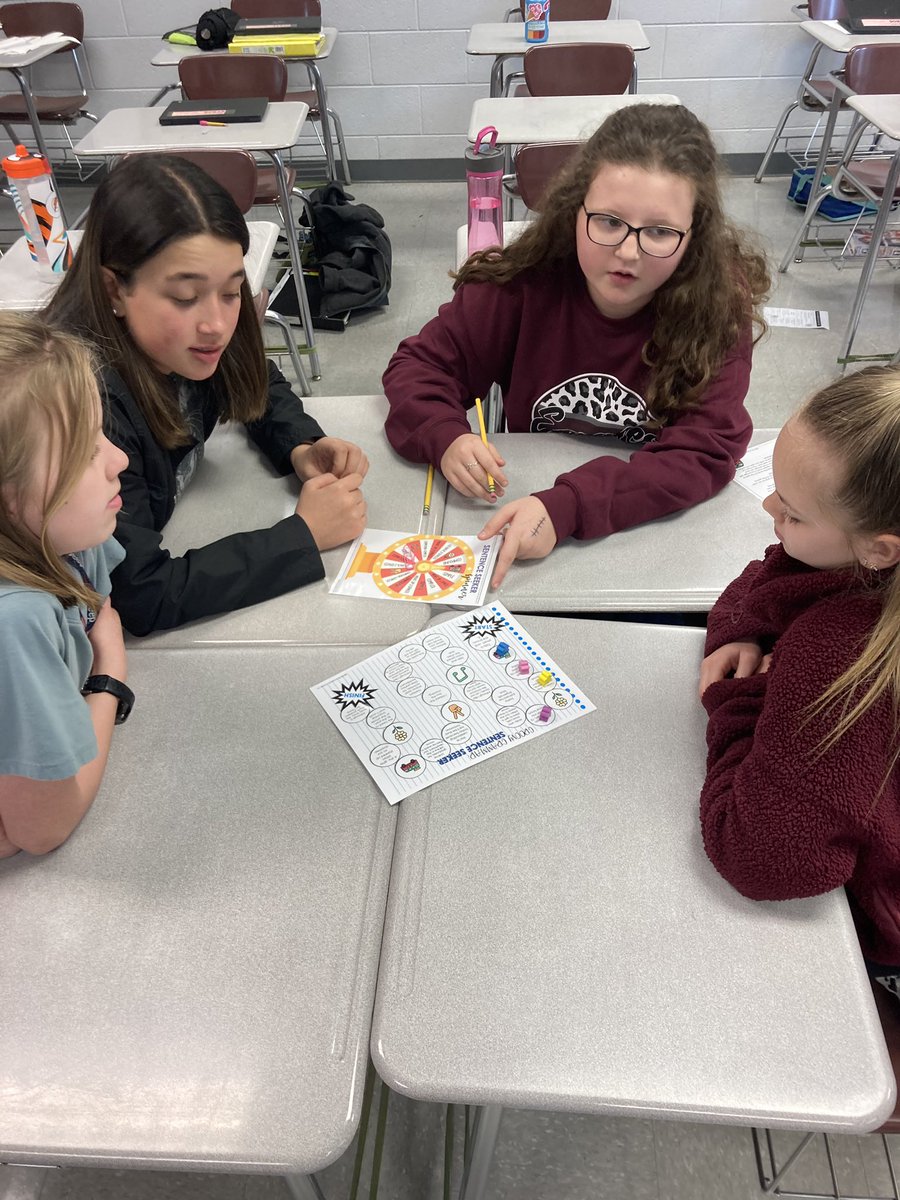 CVMSEagles's tweet photo. Students in Mrs. Stewart's class recently spent the class period reviewing sentence types by playing a board game together. This was a fun way for students to review a concept and support one another in their understanding! https://t.co/7JtKCDuzTT