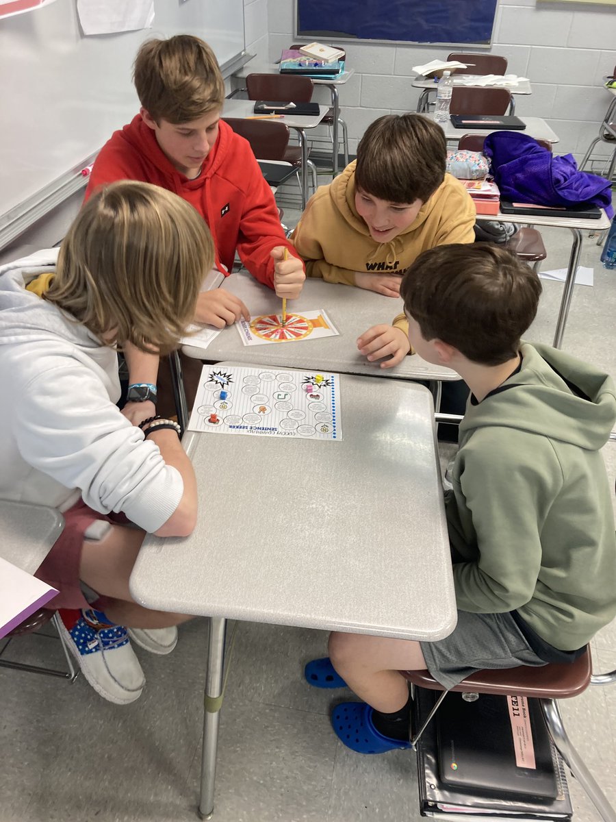 Students in Mrs. Stewart's class recently spent the class period reviewing sentence types by playing a board game together. This was a fun way for students to review a concept and support one another in their understanding!