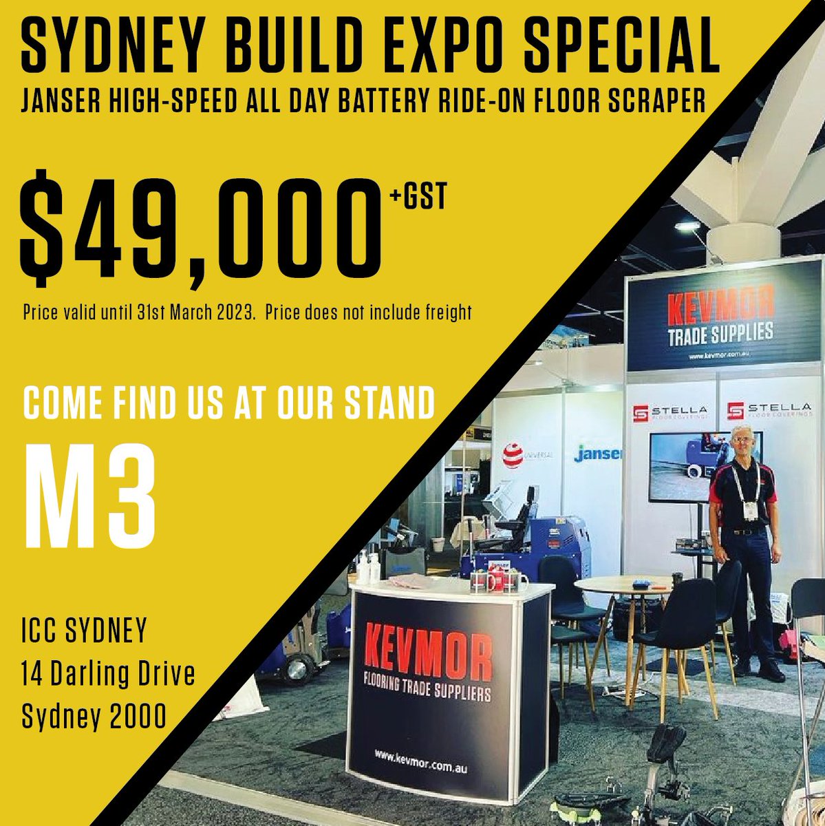 Come see us this #TOOLTUESDAY at Sydney Build Expo

Janser All Day Battery Ride-On Scraper Expo Special $49,000+gst

High-Speed All Day Battery Ride-On Floor Scraper

kevmor.com.au/floor-scrapers…

#sydneybuild  #expo #kevmoraus #jansergmbh #rideon #floorscraper #alldaybattery