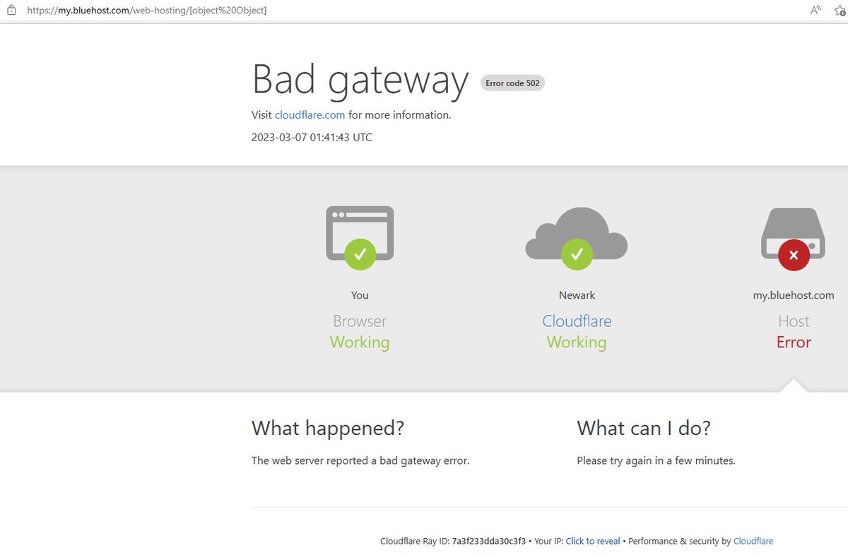 viksra's tweet photo. @bluehost @bluehostsupport is trying to tell me that every computer I use to log into cPanel on Bluehost is faulty. This bad gateway error (see screenshot) has been occurring since October 2022 and Bluehost has done nothing to fix it. Hundreds of complaints on Twitter. https://t.co/zP90AEIu3F