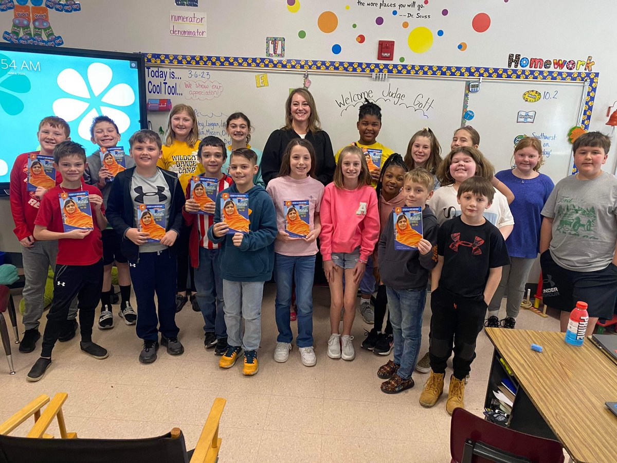 abgott's tweet photo. I had the pleasure of reading to Mrs Stotlars 4th grade class today as part of the @ILJudgesAssoc #PageItForward program. I read Malala A Hero for All and was able to present each student with a book from the IJA. 📚#WomensHistoryMonth https://t.co/294qlo3LVU