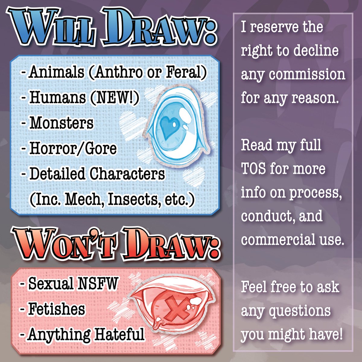 cattestrophic's tweet photo. NEW COMMISSION INFO!
I've raised my prices but w/ it comes a ton of updated stuff! Follow my links or contact me here if you want to discuss a comm. I'm open to most forms of communication! - #commissionsopen #artforsale #furryart #fantasy #horror #monster #digitalart #painting https://t.co/suhLtZ5NVC