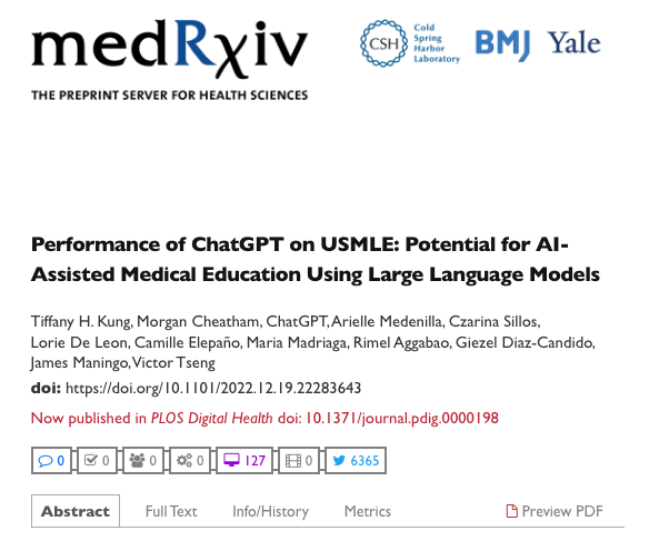 Rql_Torres's tweet photo. #ChatGPT es el tercer autor de esta publicación médica, pero al ser un modelo generativo de #IA no puede tomar responsabilidad de lo dicho en el paper aunque se trate de él.
Creo que deberíamos mencionar el uso de la herramienta en nuestros trabajos, más no en la autoría. https://t.co/3AuNp5D6MN