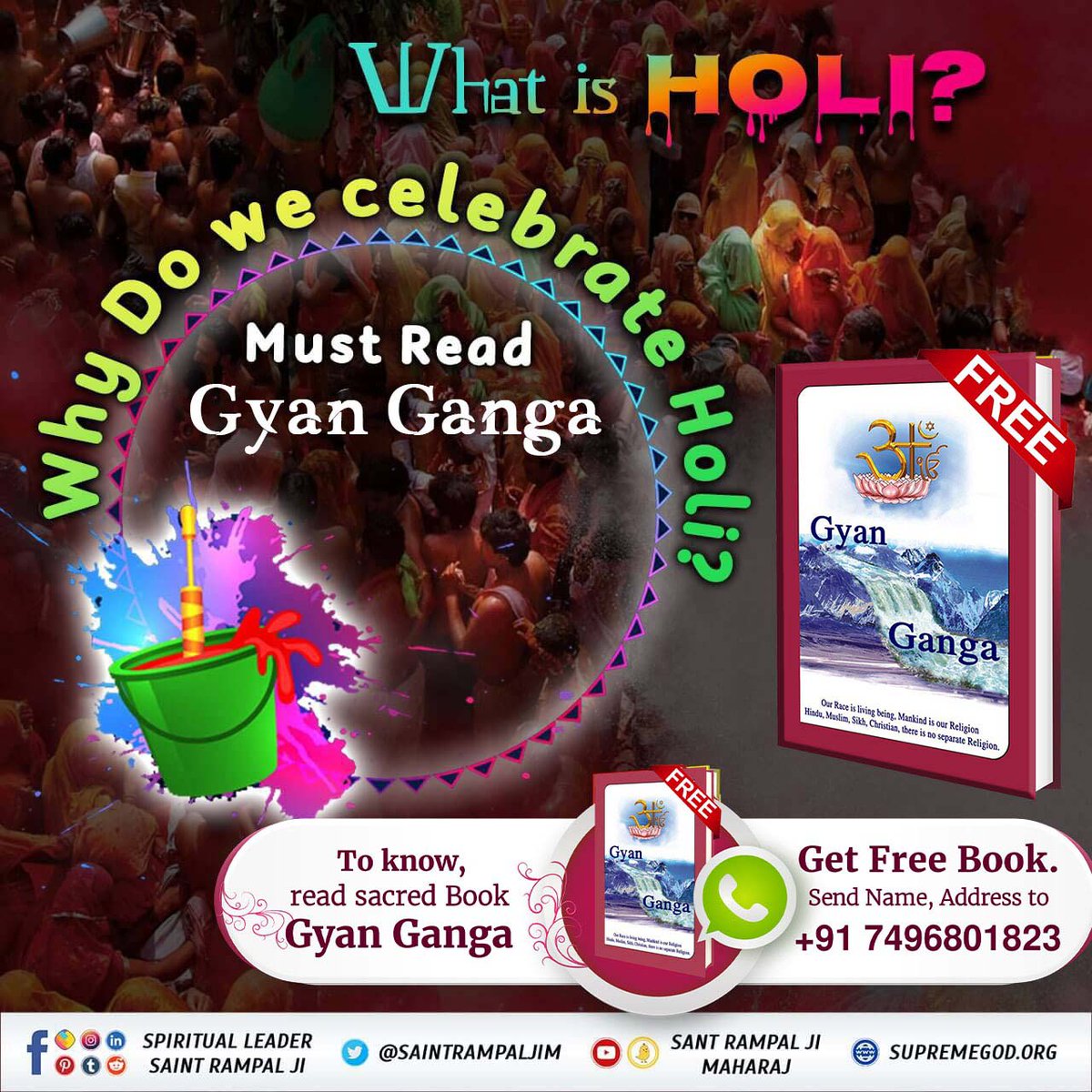 Priyanshi1890's tweet photo. #राम_रंग_होरी_हो

TRUE Holi or everlasting happiness is attained by adopting the right way of worship by taking Naam Diksha (Initiation) from a True Guru and the soul in the colours of true worship of Parameshwar.

Sant Rampal Ji Maharaj https://t.co/CF3wNU1wkv