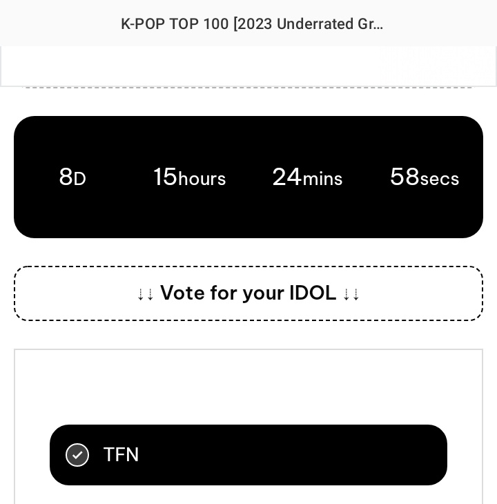 iwish245's tweet photo. CALLING ALL HONEY10‼️
please retweet and spread this!

one of honey10 have teamed with edelweiss (TFN fan) to vote TFN on kbops and they'll vote for hwanyeol
so...

VOTE FOR TFN ⬇️
📎 https://t.co/ZbC7EN6YpF
they've unlimited vote! u can vote then refresh for vote again. https://t.co/iuZEpz6fSz