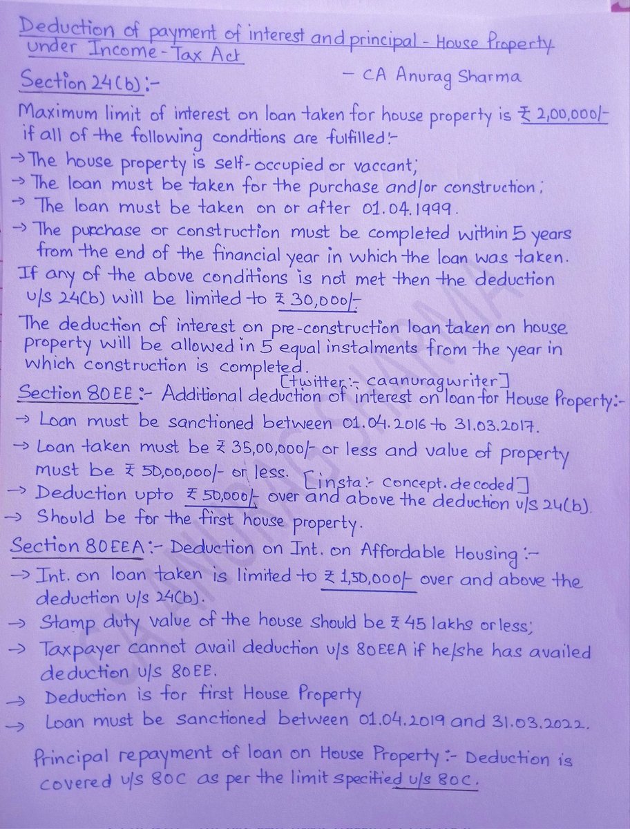 caanuragwriter's tweet photo. Deduction of house property loan under Income Tax Act https://t.co/ONvjzAXPAm