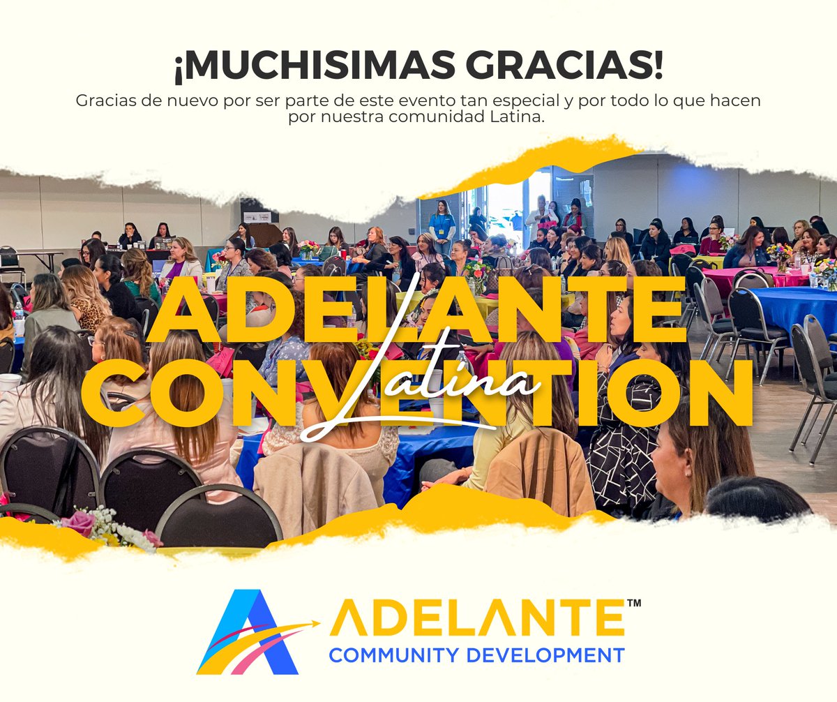 adelantecd's tweet photo. Estimadas mujeres de la Adelante Latina Convention, 
 
En nombre de todos los patrocinadores y Adelante Community Development, queremos expresar nuestro más sincero agradecimiento por su asistencia a la Adelante Latina Convention. https://t.co/ywpo2lC6Mj