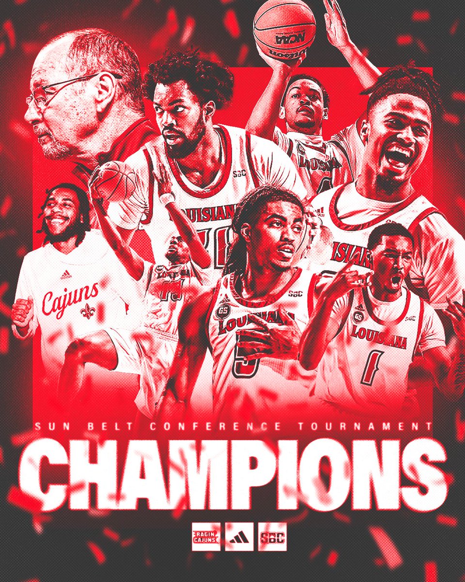 RaginCajunsMBB's tweet photo. 𝗦𝗨𝗡 𝗕𝗘𝗟𝗧 𝗖𝗛𝗔𝗠𝗣𝗜𝗢𝗡𝗦!

The Cajuns are going dancing!!

#GeauxCajuns https://t.co/sS0R8cc3yD