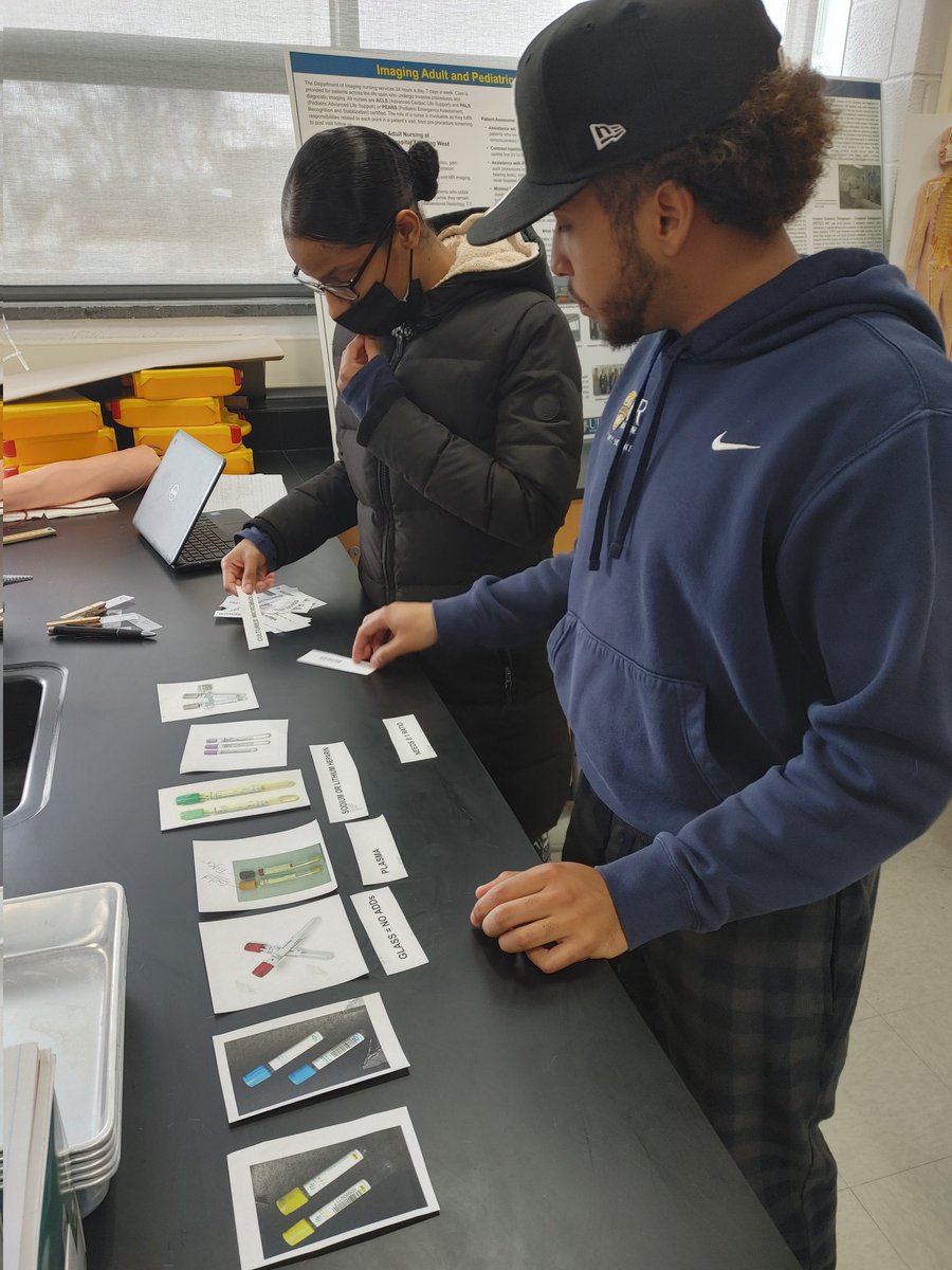 MLHSCook's tweet photo. Phleb scholars @EastEpo hard at work testing their knowledge about tubes #CTE #HealthScience #AllInAtEast #PhlebotomyTraining https://t.co/cZlfGmDpFS