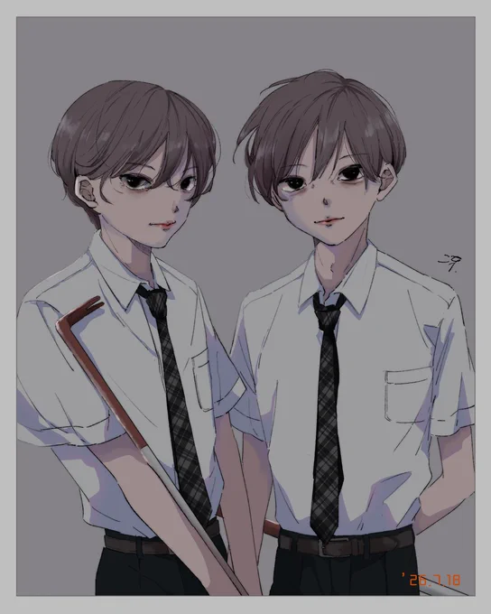 最近描いてないけど好きなocの双子。左 律くん(兄)  右 正くん(弟) 