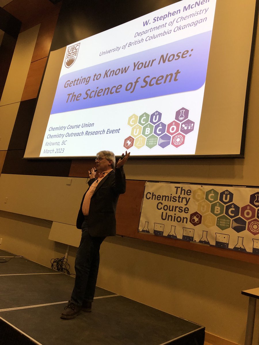 ⁦<a href="/ubcokanagan/">UBC Okanagan</a>⁩ at #cco public lecture with ⁦<a href="/StephenMcNeil/">Stephen McNeil</a>⁩ who describes our sense of smell