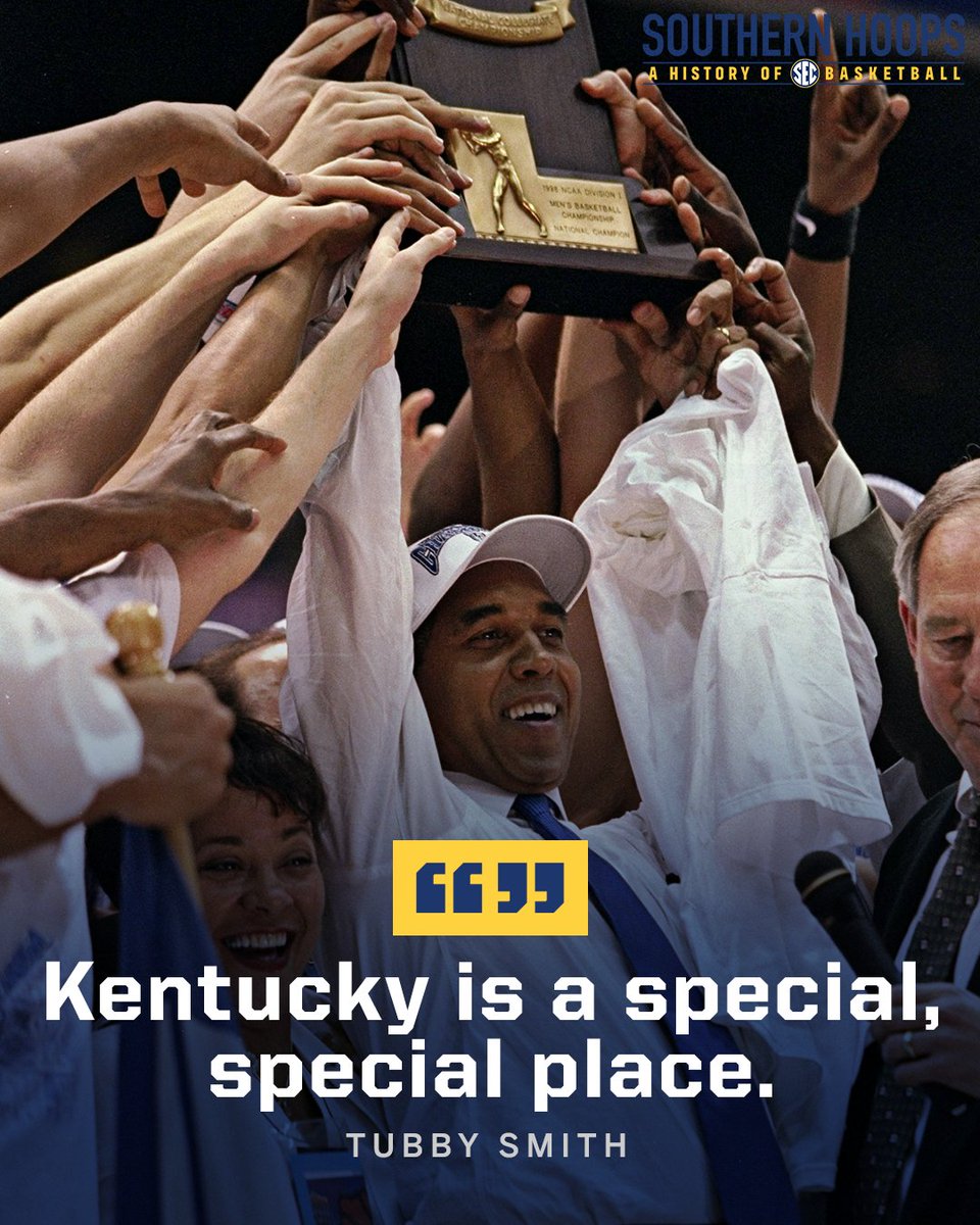 SECNetwork's tweet image. The first Black head coach in @KentuckyMBB history won a National Championship in his first season.

Tubby Smith, an SEC legend 👏