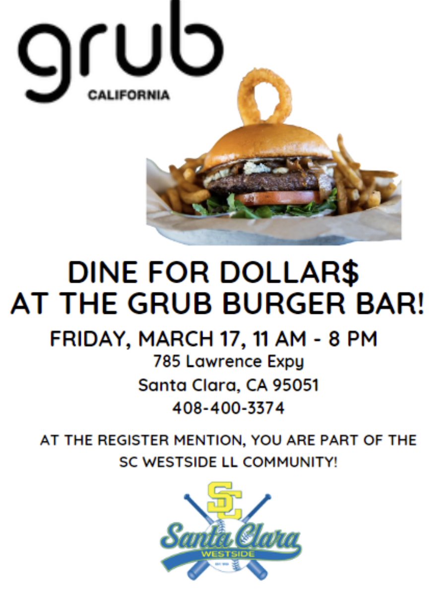 SCWestsideLL's tweet photo. 🍔x⚾️ https://t.co/gGVeWsIESr