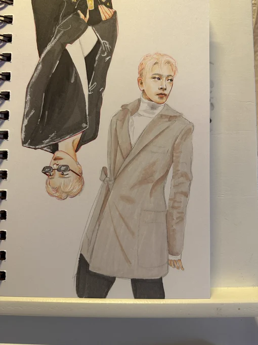 the jacket was slightly different and again more of an underpainting process since i didnt have the exact shade for the jacket, so i layered two colors to get it right then shaded it from there + outlined +highlights :) 