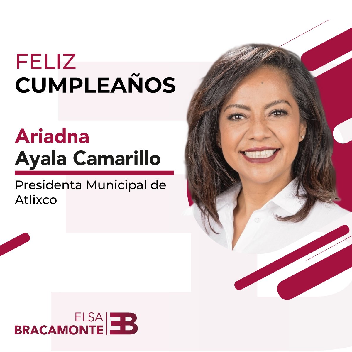 Quiero felicitar el día de hoy a la presidenta municipal de Atlixco, <a href="/AriadnaAyala/">Ariadna Ayala</a>, por su cumpleaños. Espero que haya sido un día lleno de amor y cariño acompañada de su familia y seres queridos.

¡Muchas felicidades!