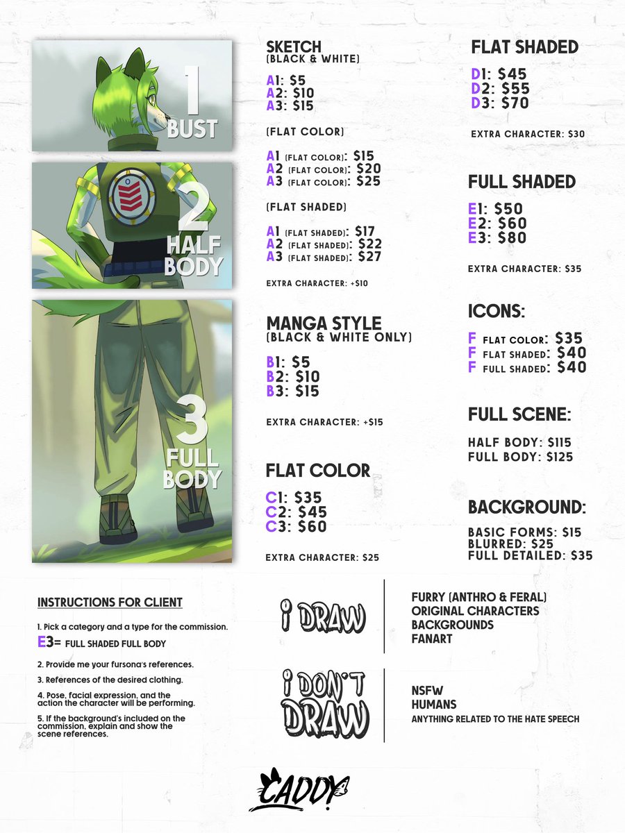 caddy_art's tweet photo. COMMISSIONS OPEN!! ✨😸🎨
If you have any questions, do not hesitate to write me! 💙
Author of the amazing commission sheet design: @FoxyConArtist 🦊✨
#illustration #ArtistOnTwitter #commisionsopen #furrycommission #fursona #furryfandom #art #furrycommunity https://t.co/utA0btIsad
