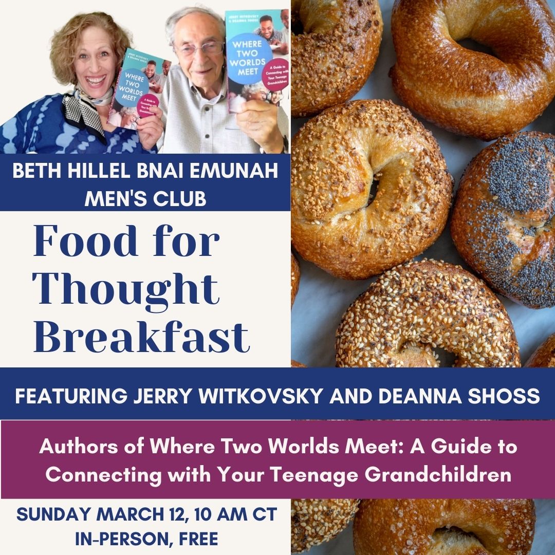 WorldsMeet's tweet photo. In-person, intergenerational sharing fun for #grandparents and #teenagegrandchildren. Free! Come with (or without) your teenage grandchildren for breakfast and fun with Deanna (@cultureguru) and Jerry of @thegrandestlove
10 am Sunday 3/12 3220 Big Tree Lane in Wilmette, IL https://t.co/ocpp6Psaep