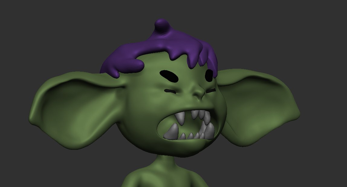 Putting my nose to the grind and trying my hand at a stylized 3d character. Goblin is based off <a href="/emengel_art/">smellie</a>  oc Snott. It's amazing character art, its so hard to get all that energy into 3d. #3DModel #3dcharacter #DnD