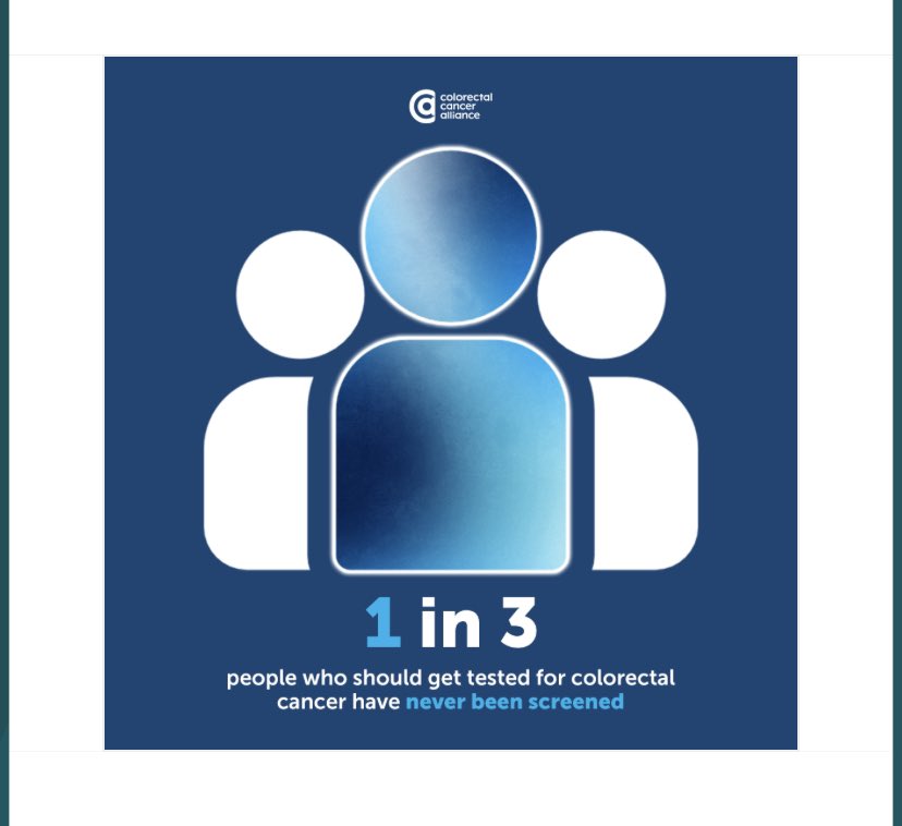 Don’t be the 1 in 3 people who should get checked but don’t.

This National #ColorectalCancerAwarenessMonth I’m spreading the word, and I hope you’ll join me. Learn more at ccalliance.org/march.