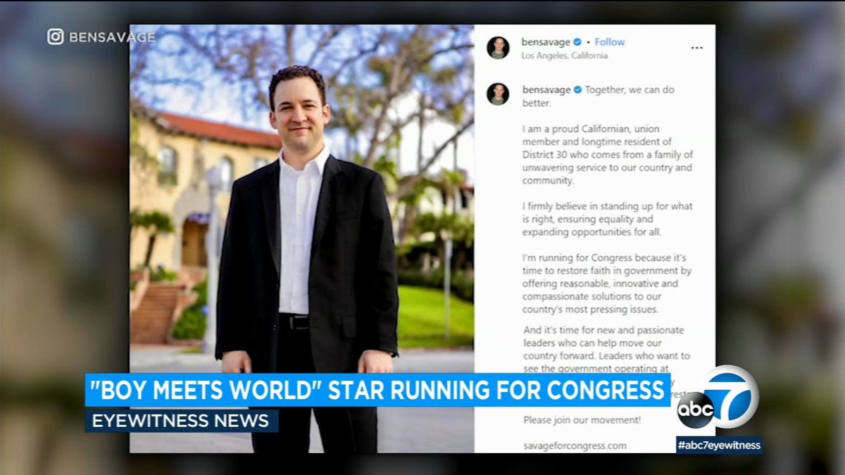 IT'S OFFICIAL: Former "Boy Meets World" star Ben Savage announced that he's running for CA Rep. Adam Schiff's seat: "It's time for new and passionate leaders who can help move our country forward."  abc7.la/3JgqTg6