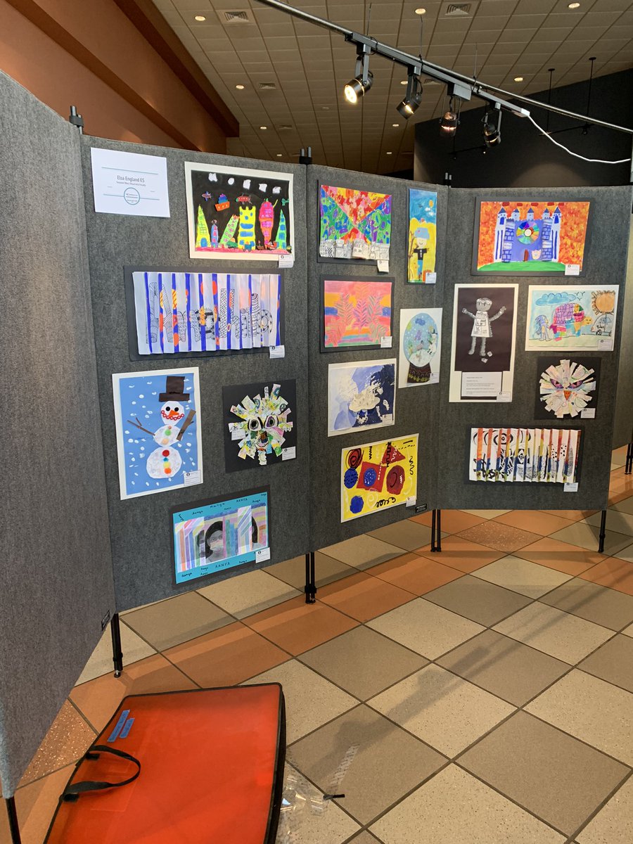 rrisdart's tweet photo. Elementary Art Exhibition setup today. We open to the public tomorrow. Come see some of our youngest artists. Details at https://t.co/dQvePbtpVr #rrisdcreates #rrisdproud https://t.co/JZuTYL8mrX