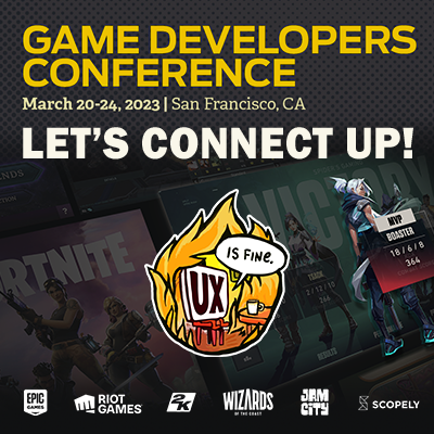 uxisfine's tweet photo. GDC diary filling up. Grab a meeting or just ask @Jackalshorns for some stickers if you see him in the hallway.
#GDC2023 #gamesux #gamesui https://t.co/MxfWQaYodg